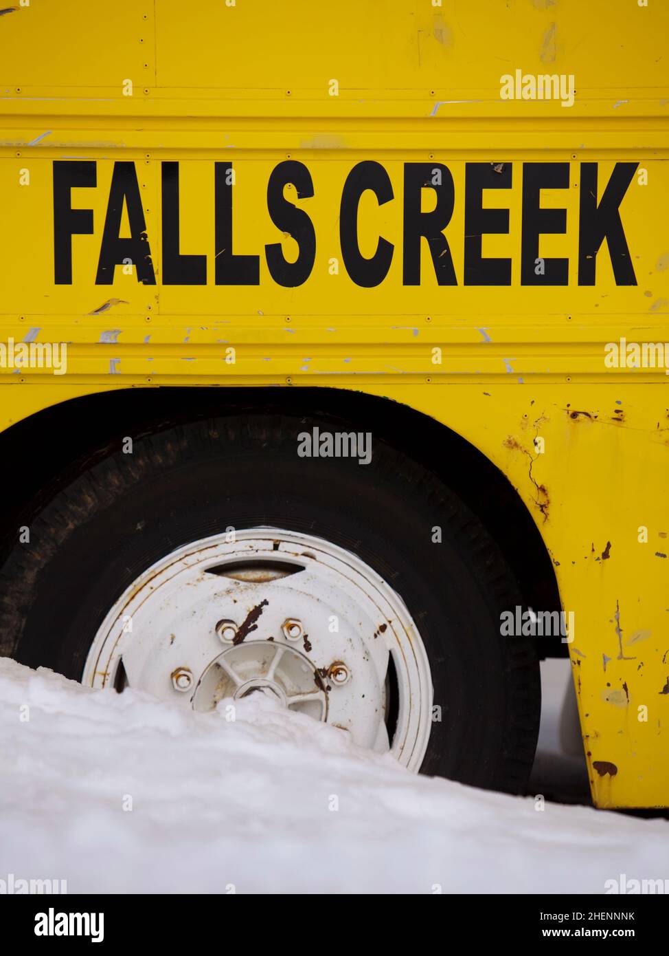 Falls Creek Terrain Park Institute Bus. Stock Photo