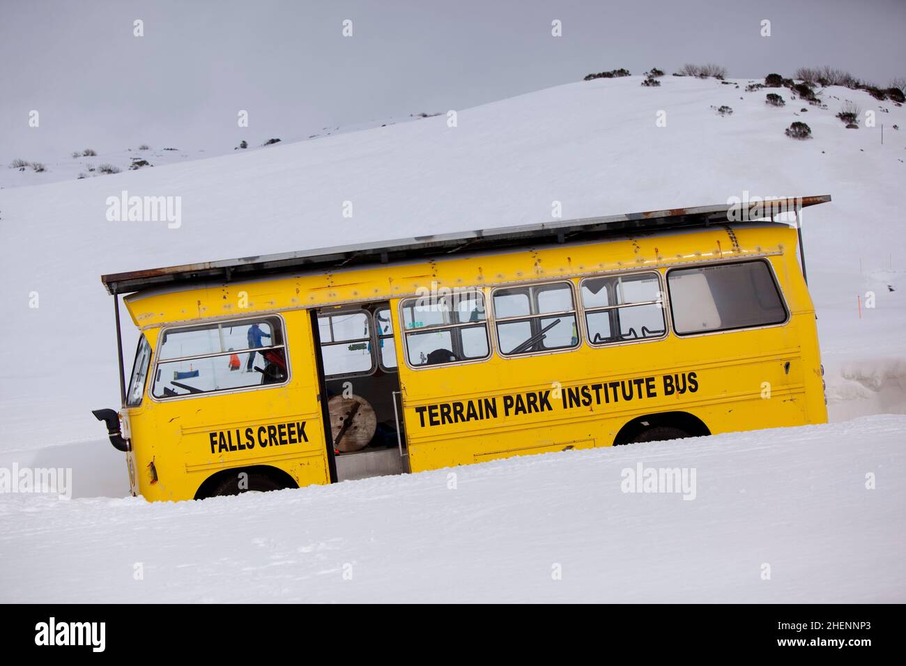 Falls Creek Terrain Park Institute Bus. Stock Photo