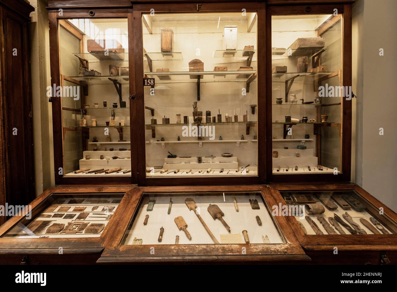 CAIRO, EGYPT- NOVEMBER 13, 2018: Exhibits of Ancient tools at the Museum of Egyptian Antiquities in Cairo Stock Photo
