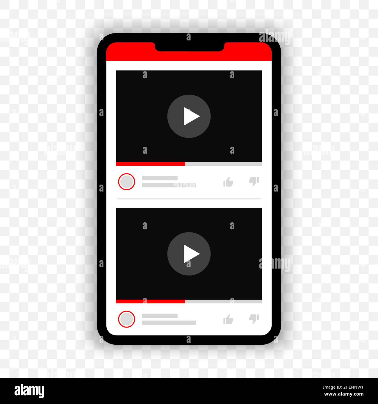 Smartphone with video player elements for popular app interface ...