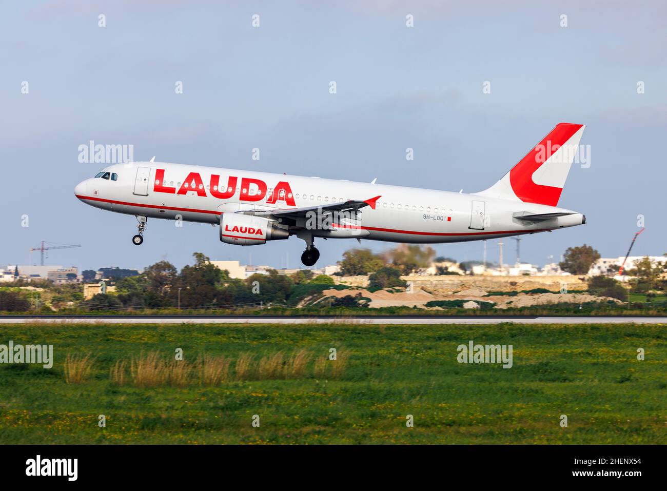 Lauda Europe Airbus A320-214 (REG: 9H-LOQ) operating a Ryanair flight. Stock Photo