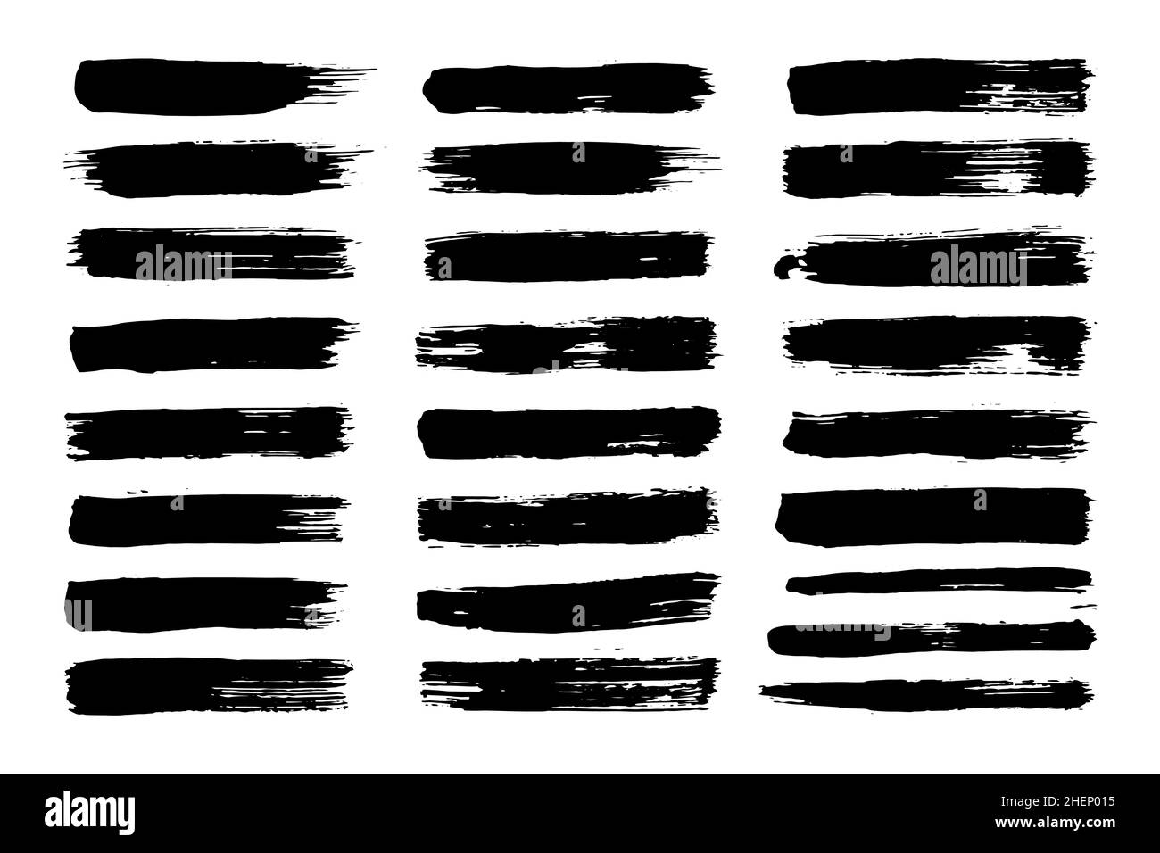 Hand drawn calligraphy brush strokes black paint texture set vector