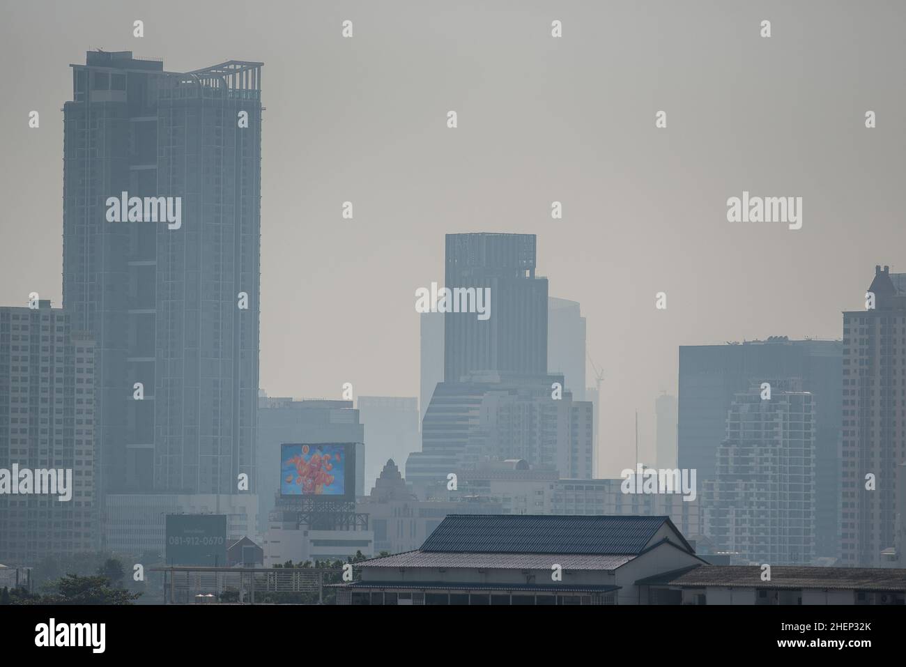 Bangkok, Thailand. 11th Jan, 2022. A general view shows high-rise