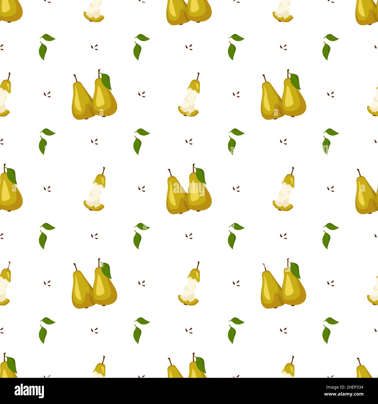 Seamless pattern with yellow pear. Print from whole and half healthy ...
