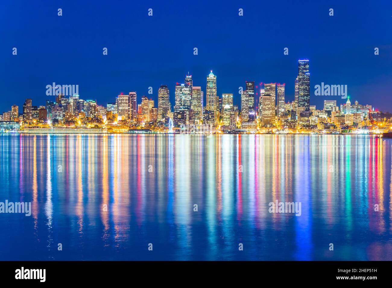 Seattle City Skyline with reflection in water,seattle,washington,usa ...