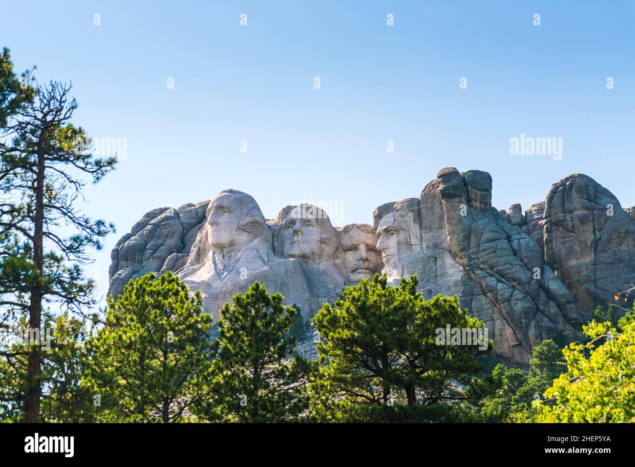 mount Rushmore natonal memorial on sunny day. Stock Photo