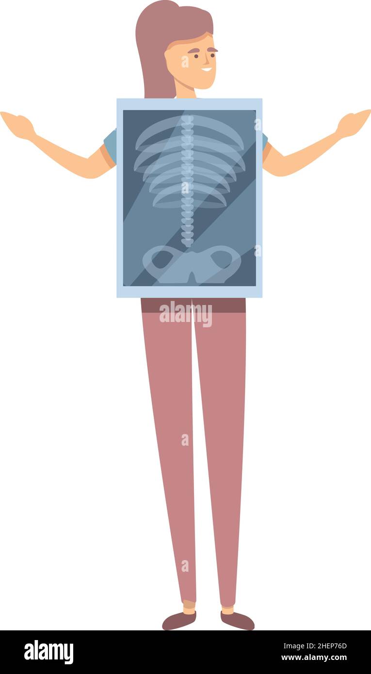 Woman chest xray icon cartoon vector. Radiology examination. Scan machine Stock Vector
