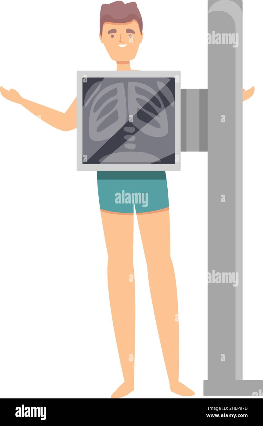 Boy chest scan icon cartoon vector. Radiology doctor. Medical machine Stock Vector