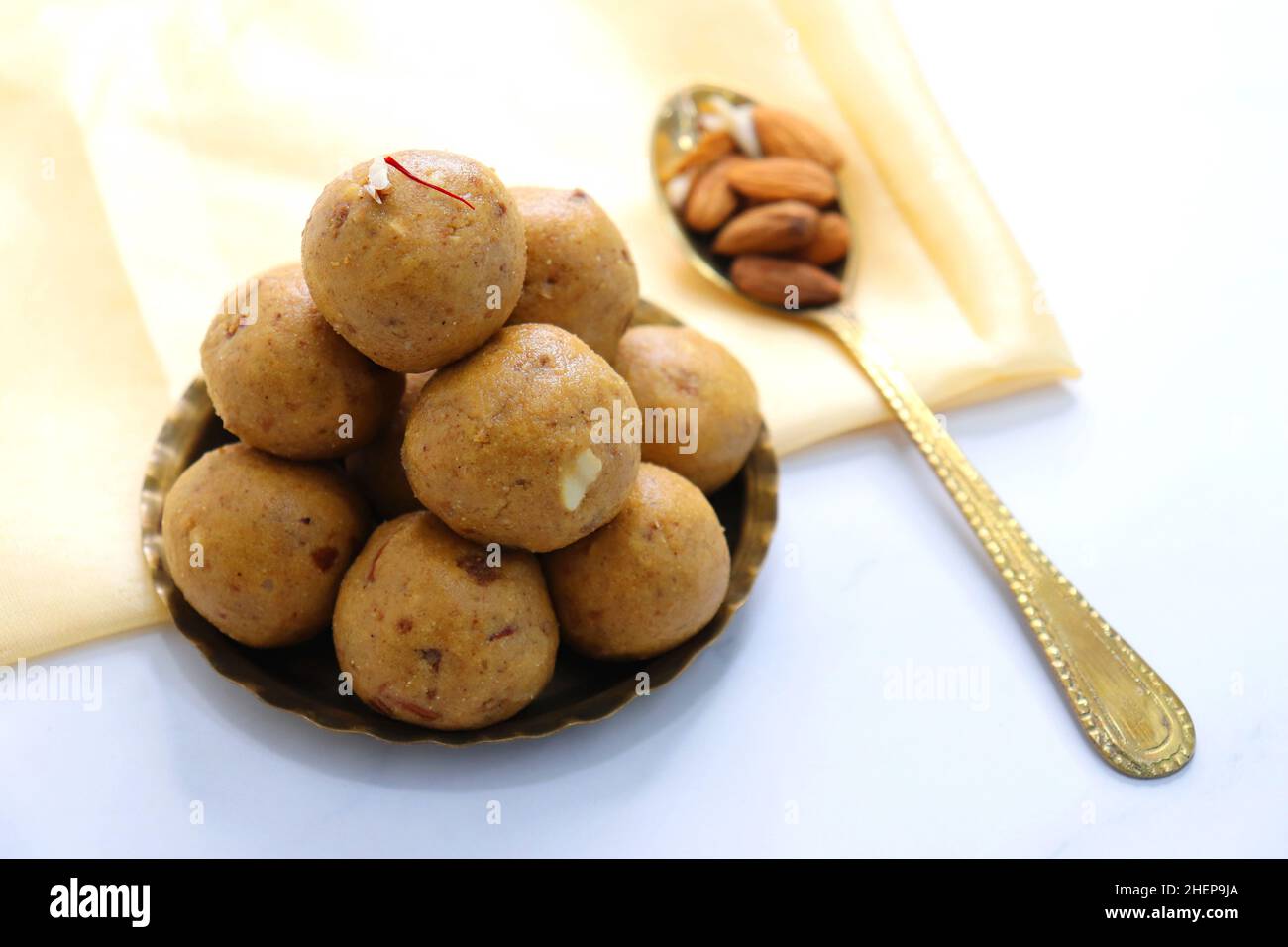 Indian Traditional Sweet Food Besan ke Laddu. Made using gram flour