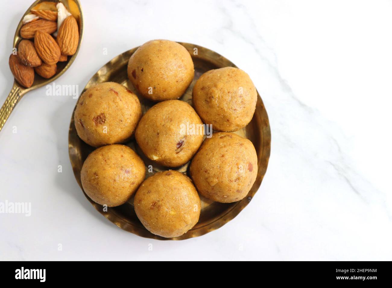 Indian Traditional Sweet Food Besan ke Laddu. Made using gram flour