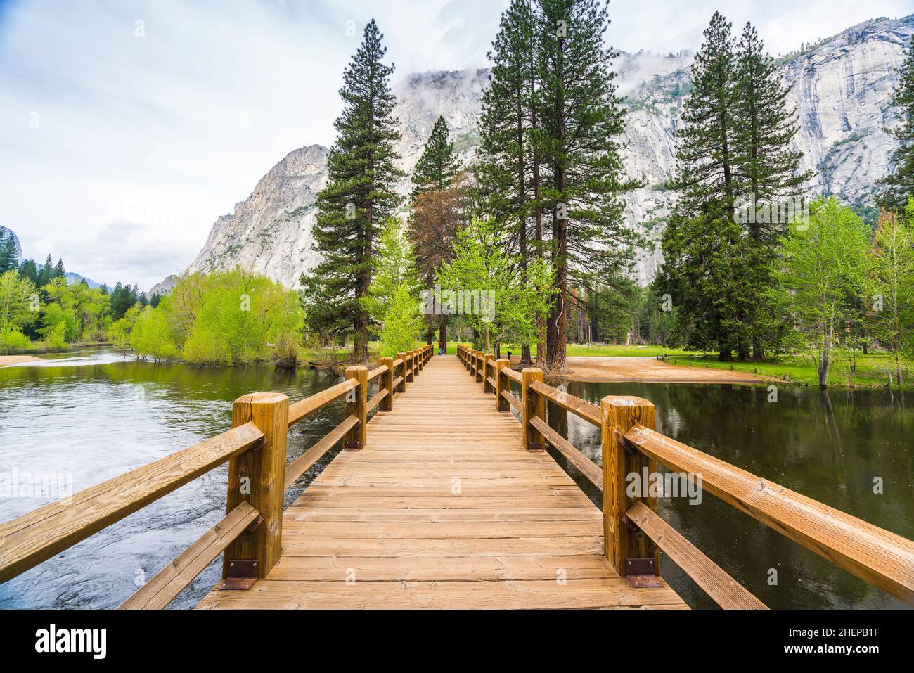 wood bridge in Yosemite National park,California,usa Stock Photo Alamy