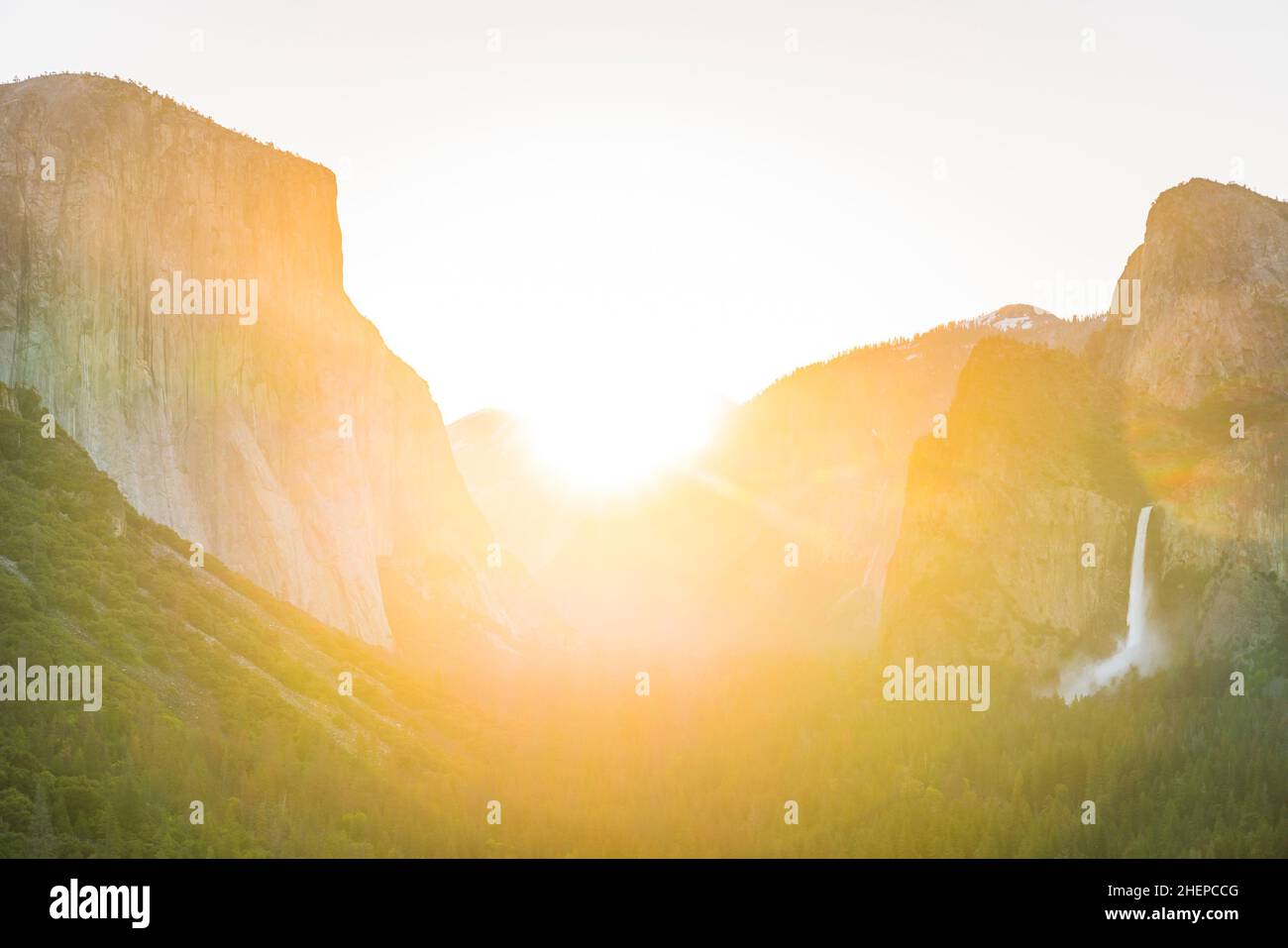 beautiful colorful of yosemite national park at sunrise at sumer,Yosemite National park,California,usa. Stock Photo