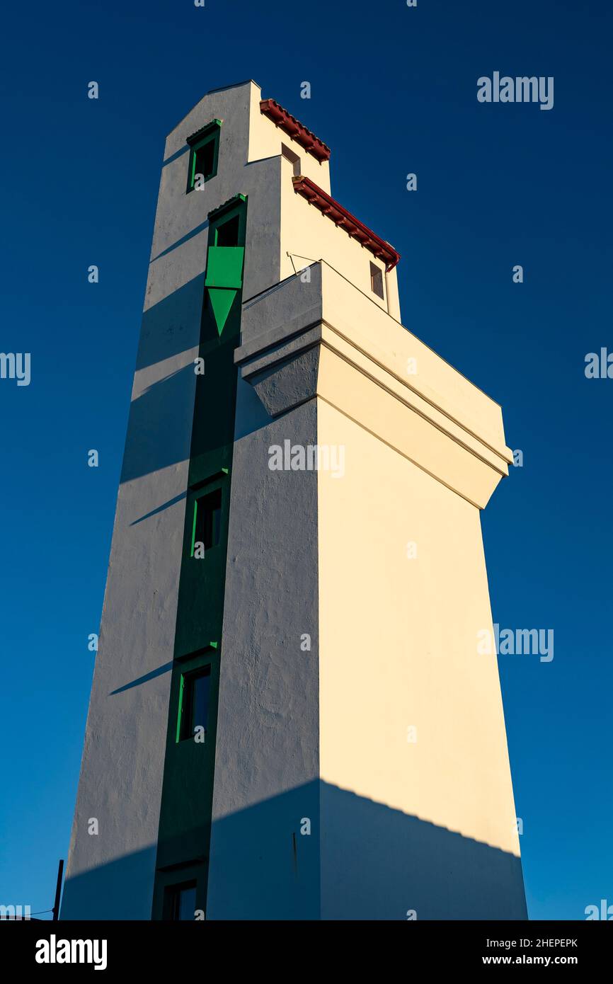 Twin lighthouse, phare, by André Pavlovsky in Ciboure and Saint Jean de Luz in the French Basque Country, Pyrenees Atlantique, constructed in 1936. Stock Photo