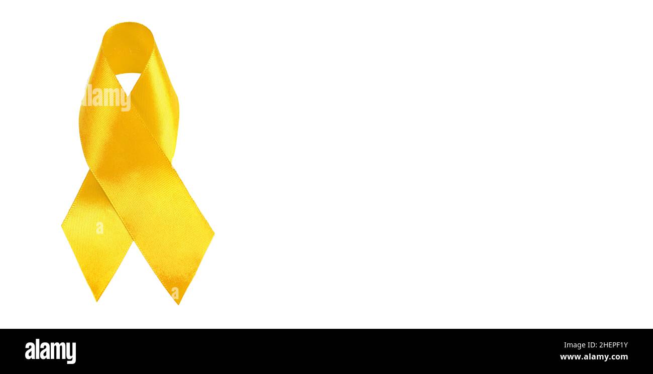 Yellow awareness ribbon on white background. The suicide problem Stock ...