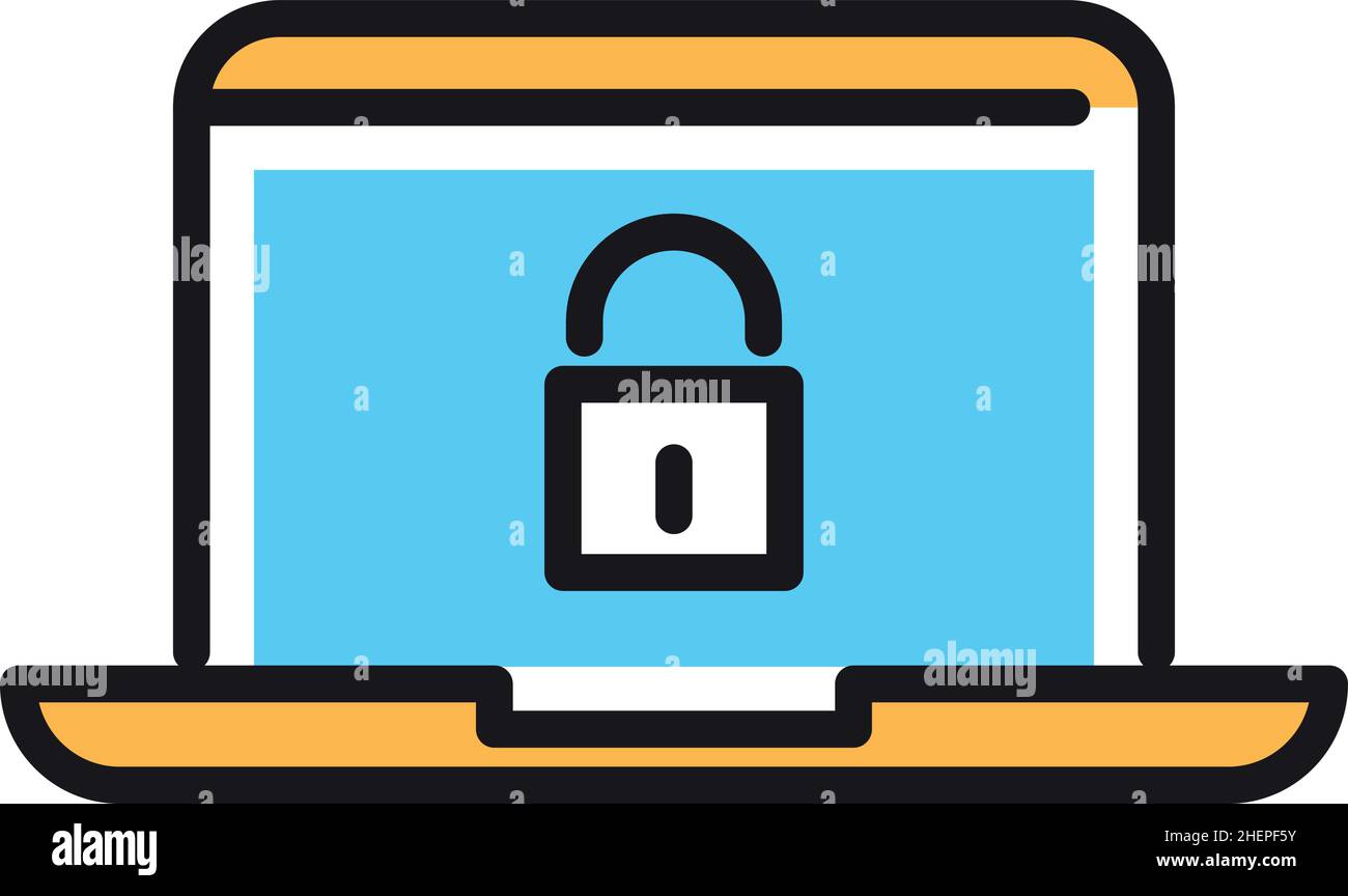 Lock sign on laptop screen. Closed access to personal data concept