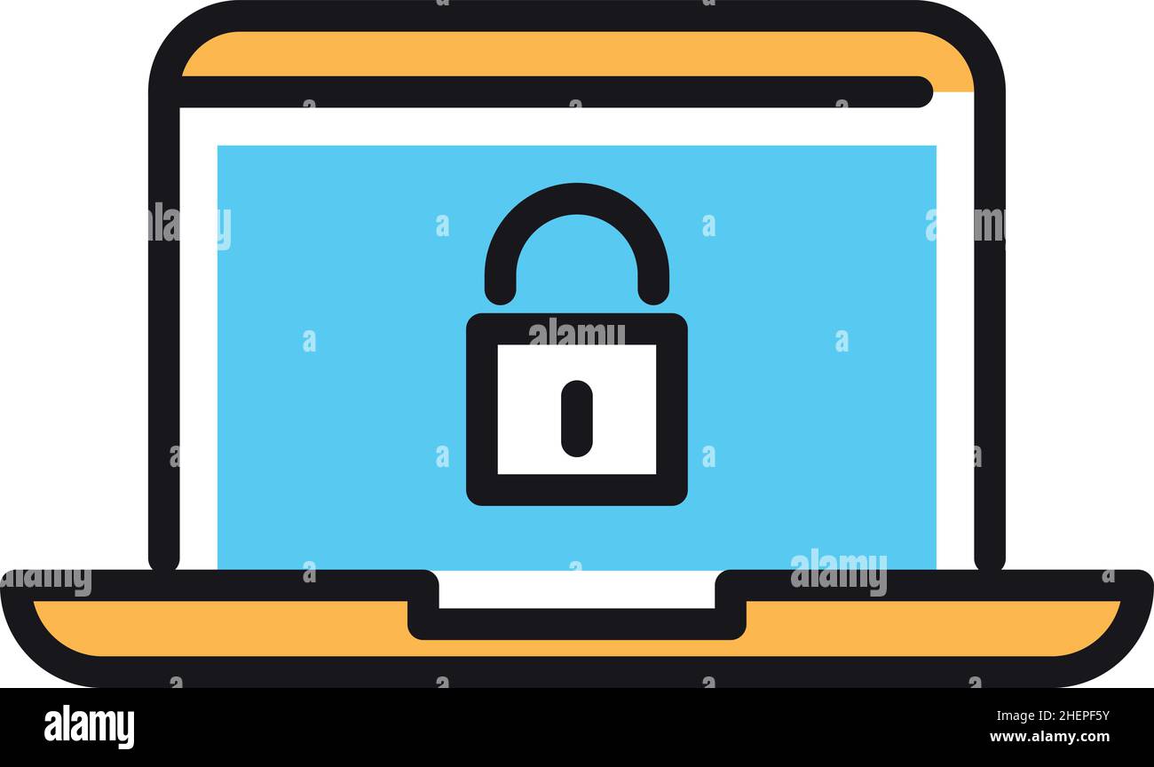 Lock sign on laptop screen. Closed access to personal data concept Stock Vector