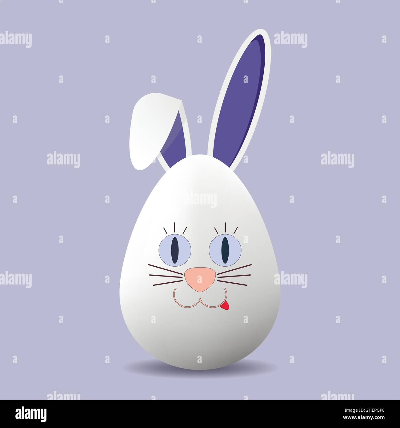 Easter card. A funny egg with bunny ears and a muzzle. Easter. Vector illustration. Stock Vector