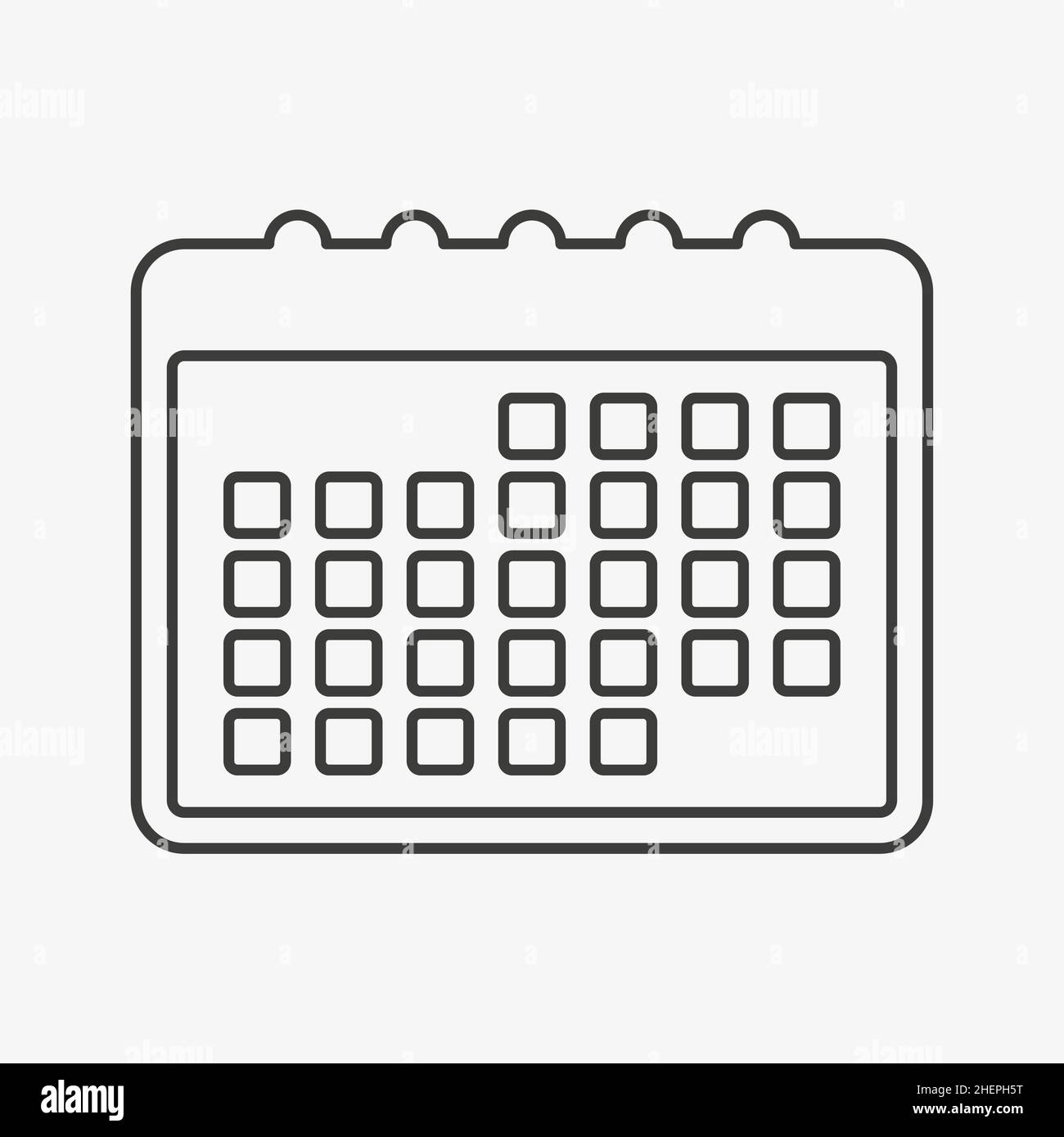 Calendar vector outline icon on white background Stock Vector Image ...