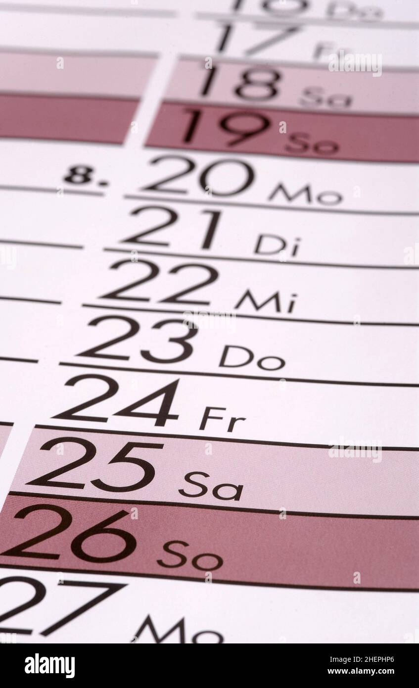 one week in an appointment calendar, Germany Stock Photo