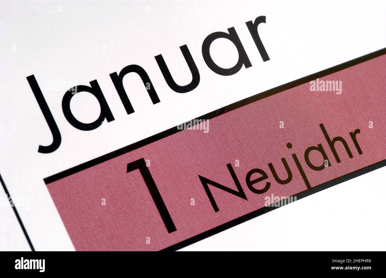 calendar sheet with New Year, Germany Stock Photo