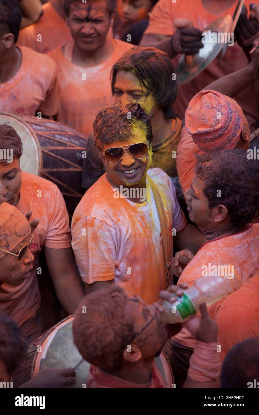 A Face In The Crowd Experiencing Joy During Sindoor Jatra (Vermillion ...