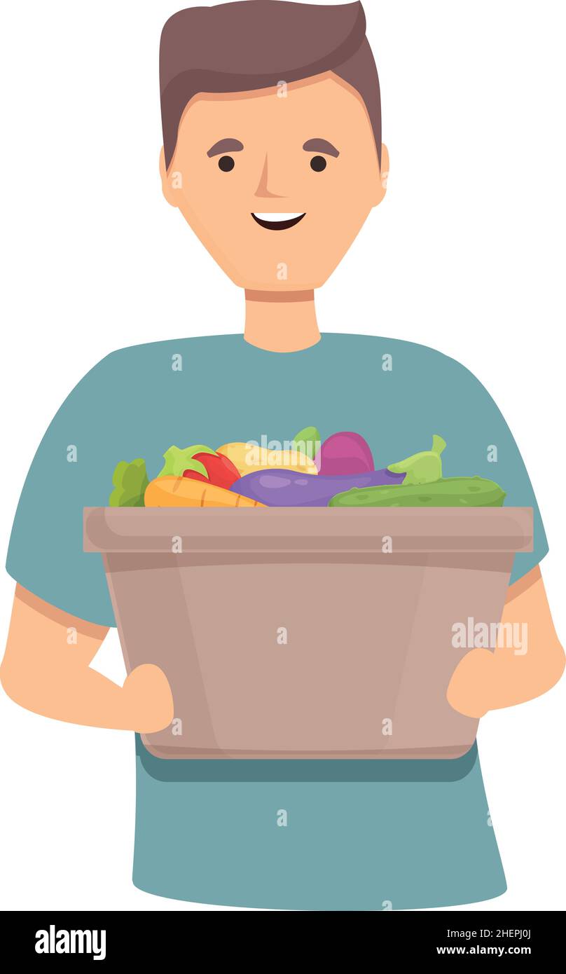 Man with vegetables icon cartoon vector. Healthy lunch. Organic eat Stock  Vector Image & Art - Alamy