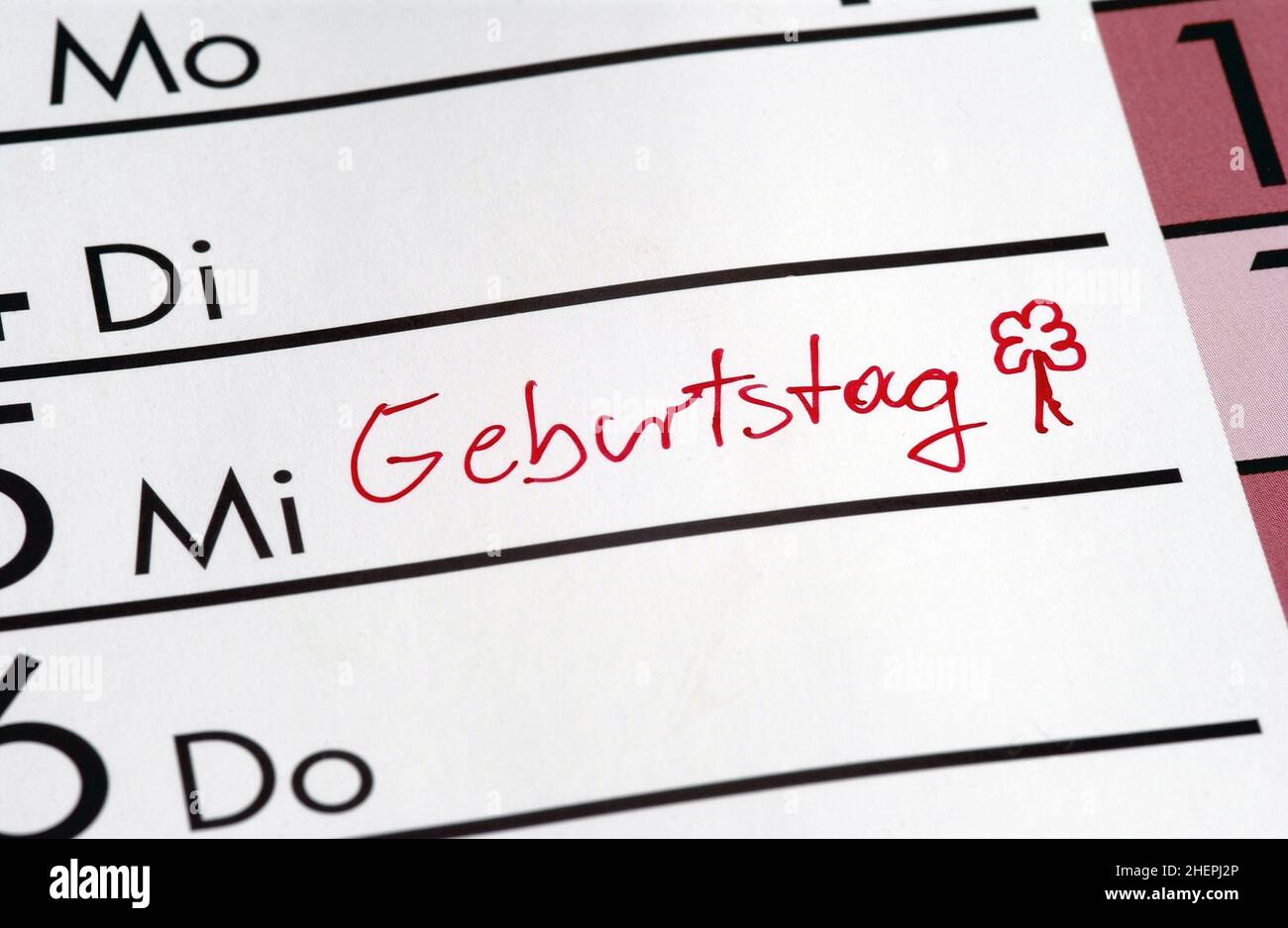 birthday, Geburtstag as a calendar entry, Germany Stock Photo