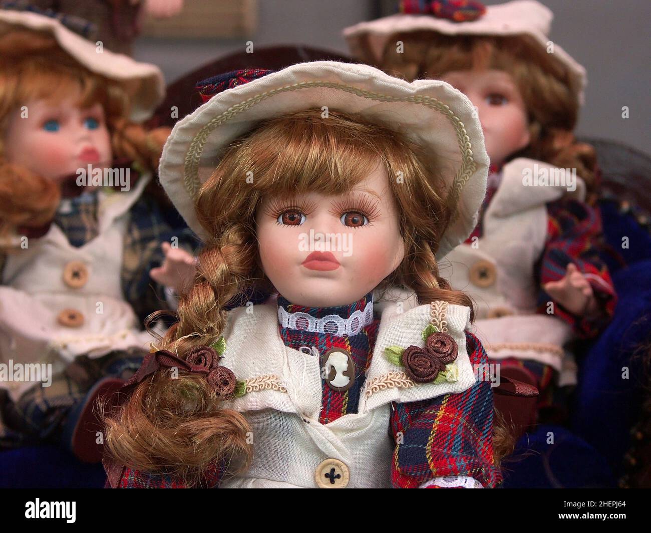 nostalgia dolls on a flea market , Austria Stock Photo