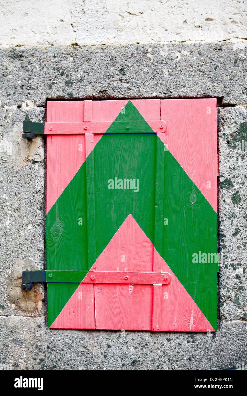 painted window shutter, Austria Stock Photo