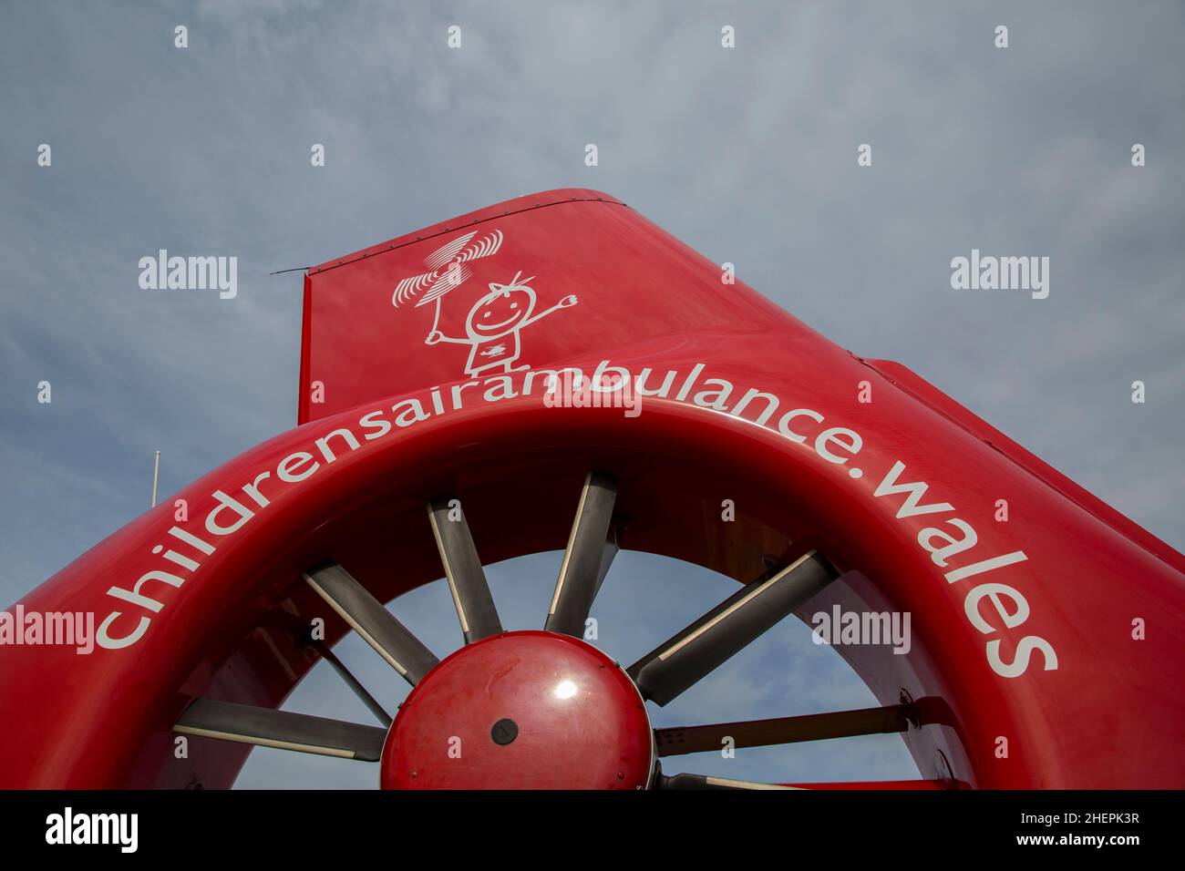 Children’s Air Ambulance signage on the rear of a Wales Air Ambulance