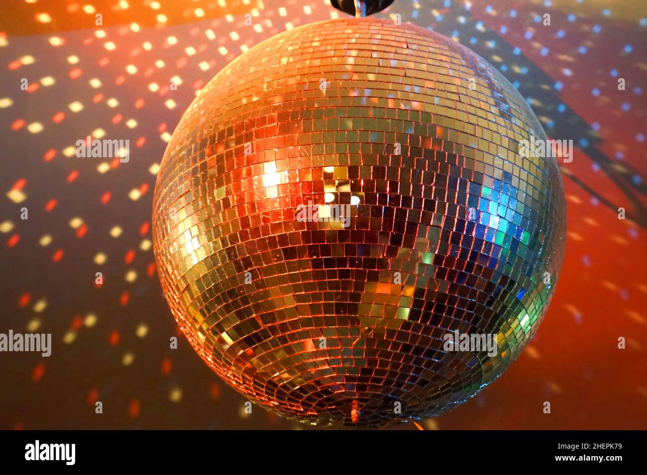 Round disco ball, light reflections on a ceiling Stock Photo Alamy