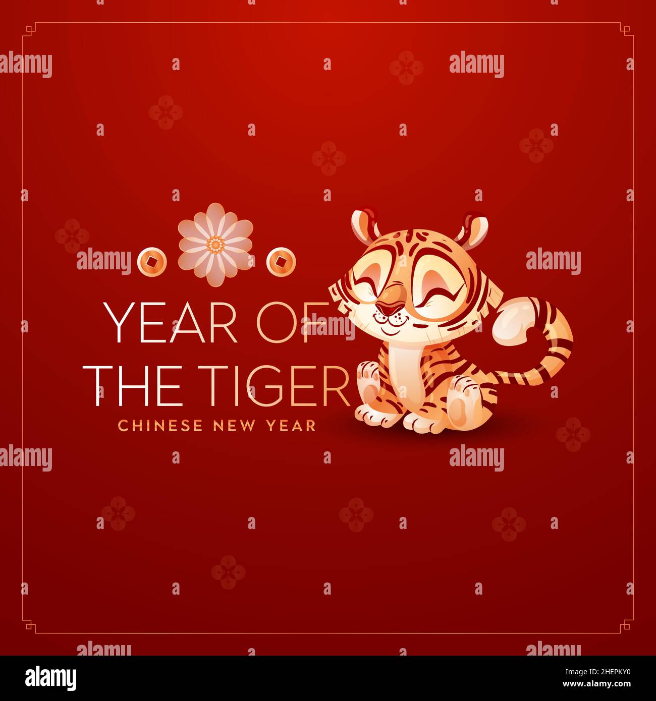 Chinese new year 2022. Year of the tiger. Happy year of the tiger in China. Stock Vector