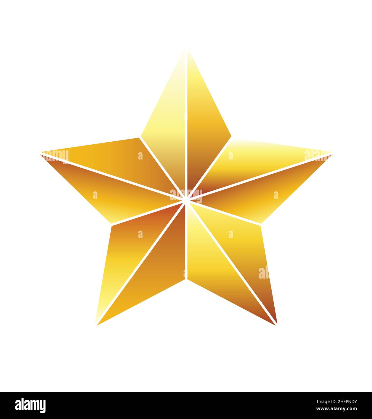faceted gold star vector element isolated on white background Stock Vector