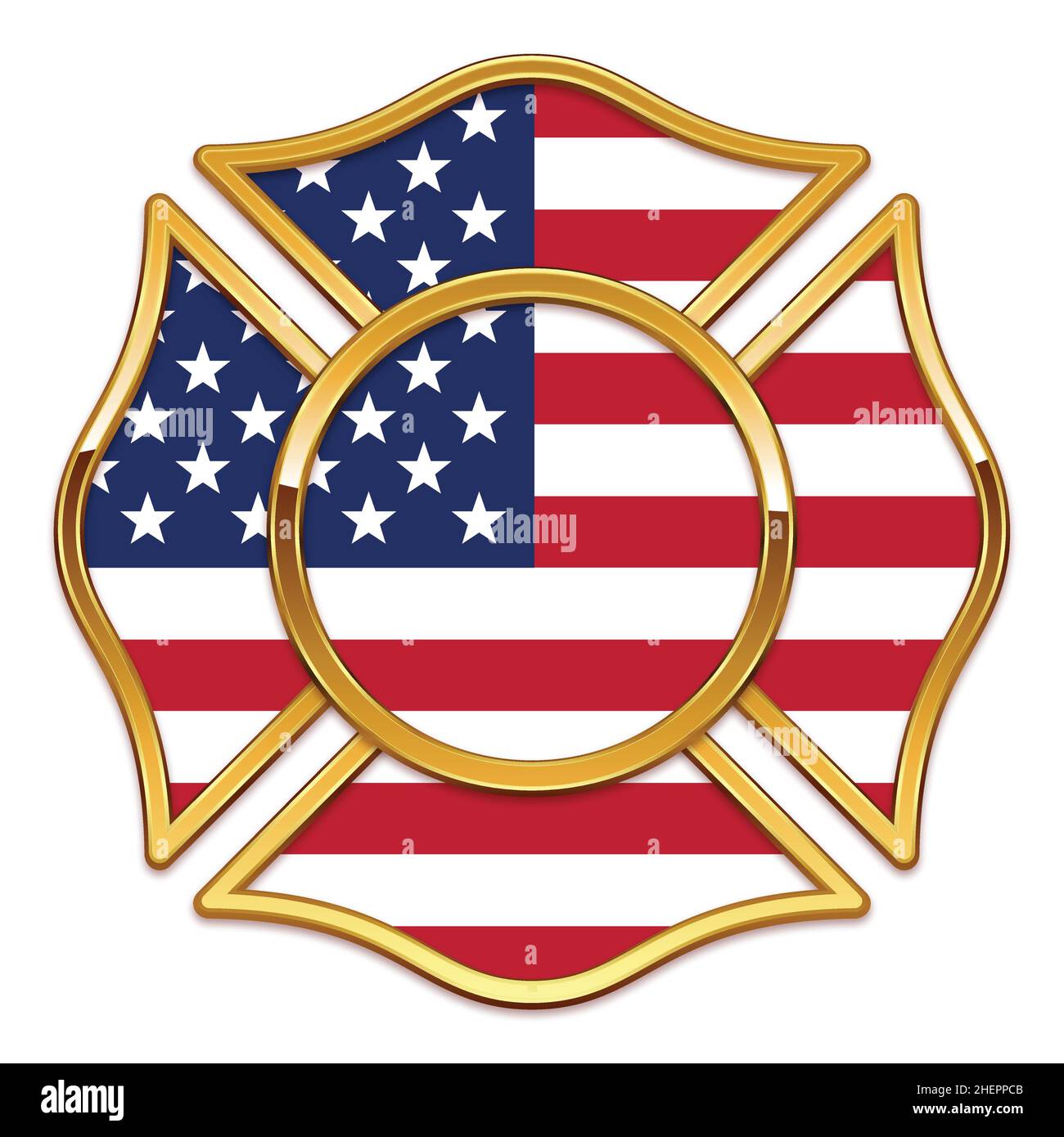 Fire Department Cross with EMT Symbol Patch Isolated on White
