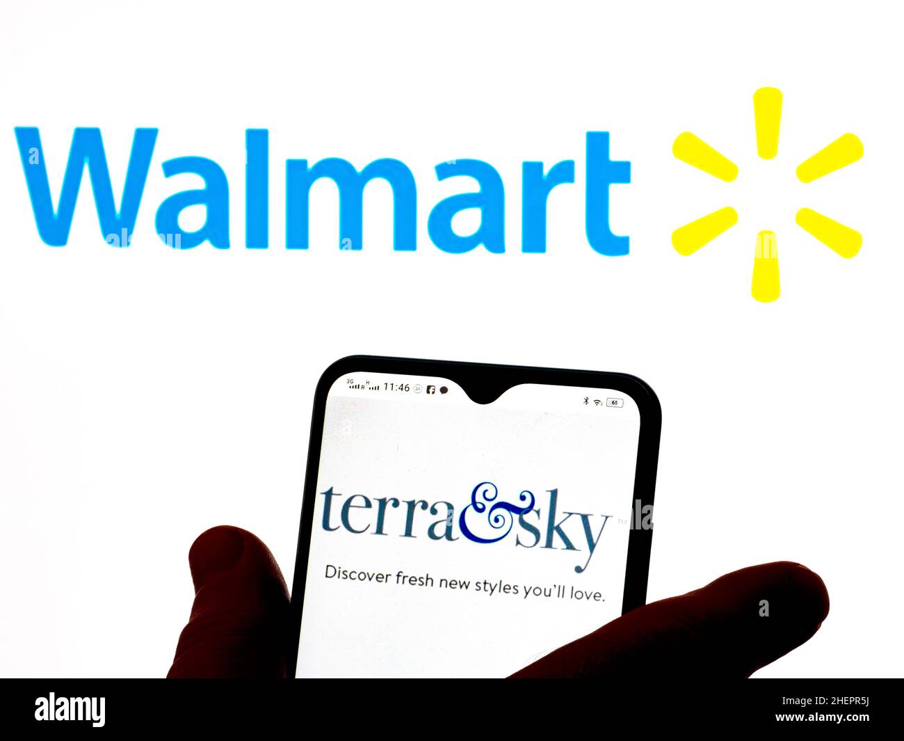 In this photo illustration, the Terra & Sky brand by Walmart logo