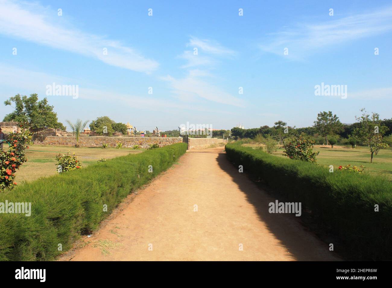 Green boundary wall Stock Photo Alamy