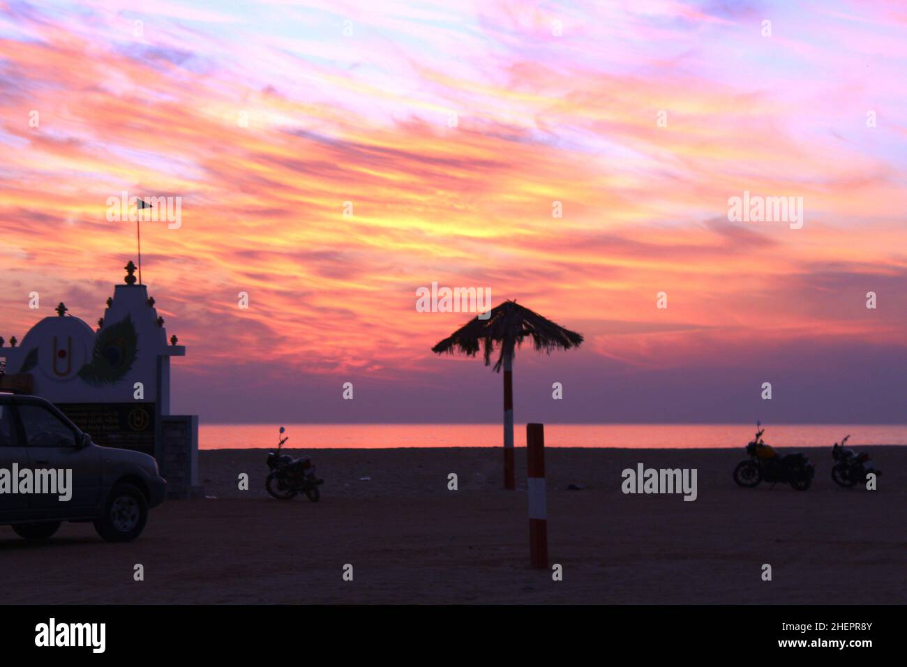 Beautiful sunset at beach Stock Photo - Alamy
