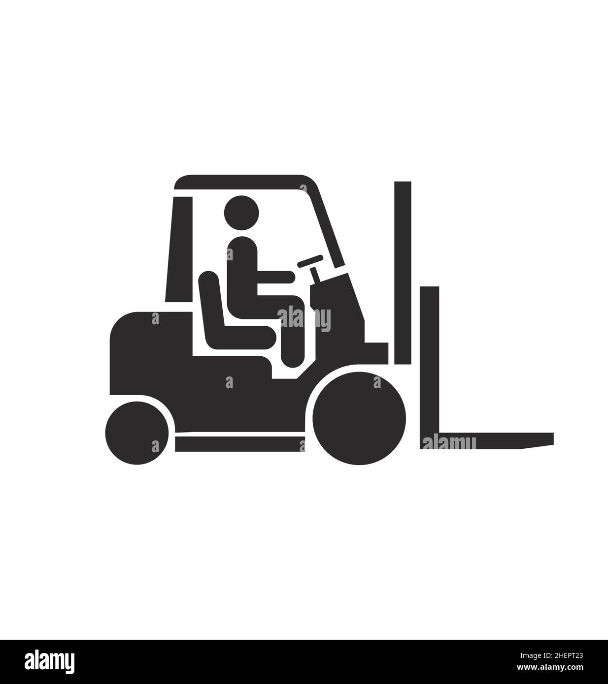 simple forklift fork lift stencil silhouette vector isolated on white