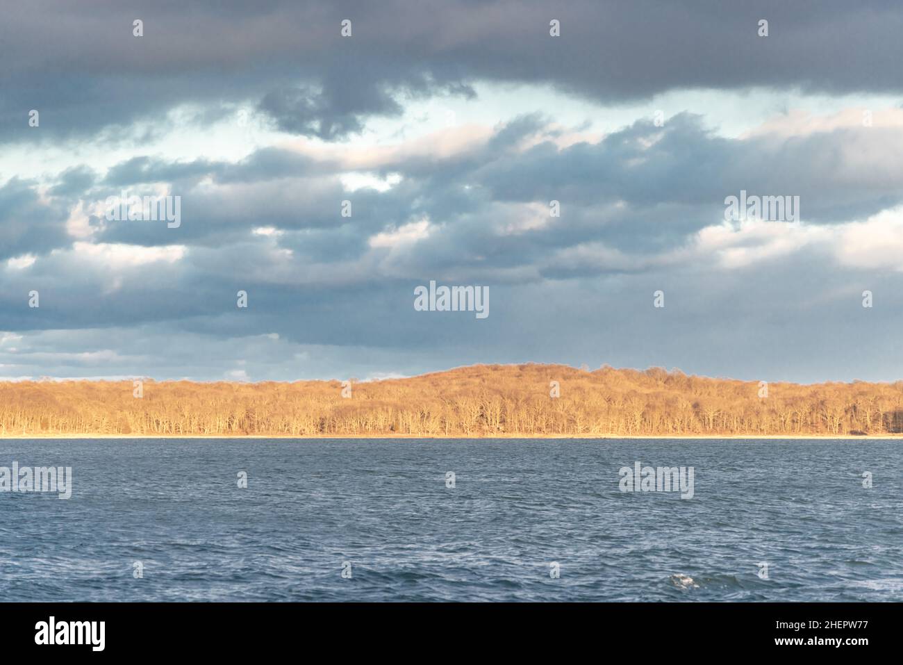 Winter landscape of Mashomack Preserve, Shelter Island Stock Photo