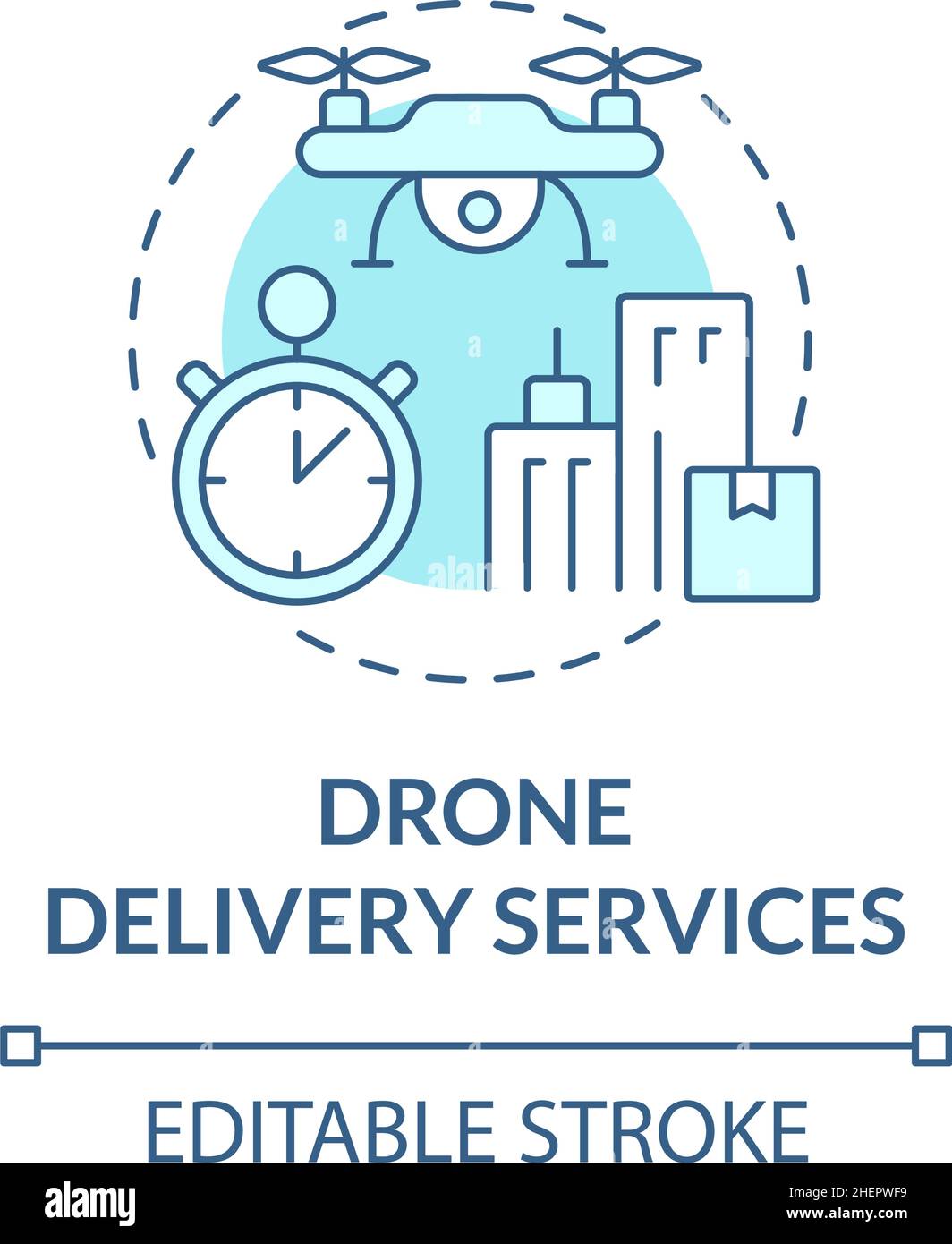 Drone delivery services turquoise concept icon Stock Vector Image & Art ...