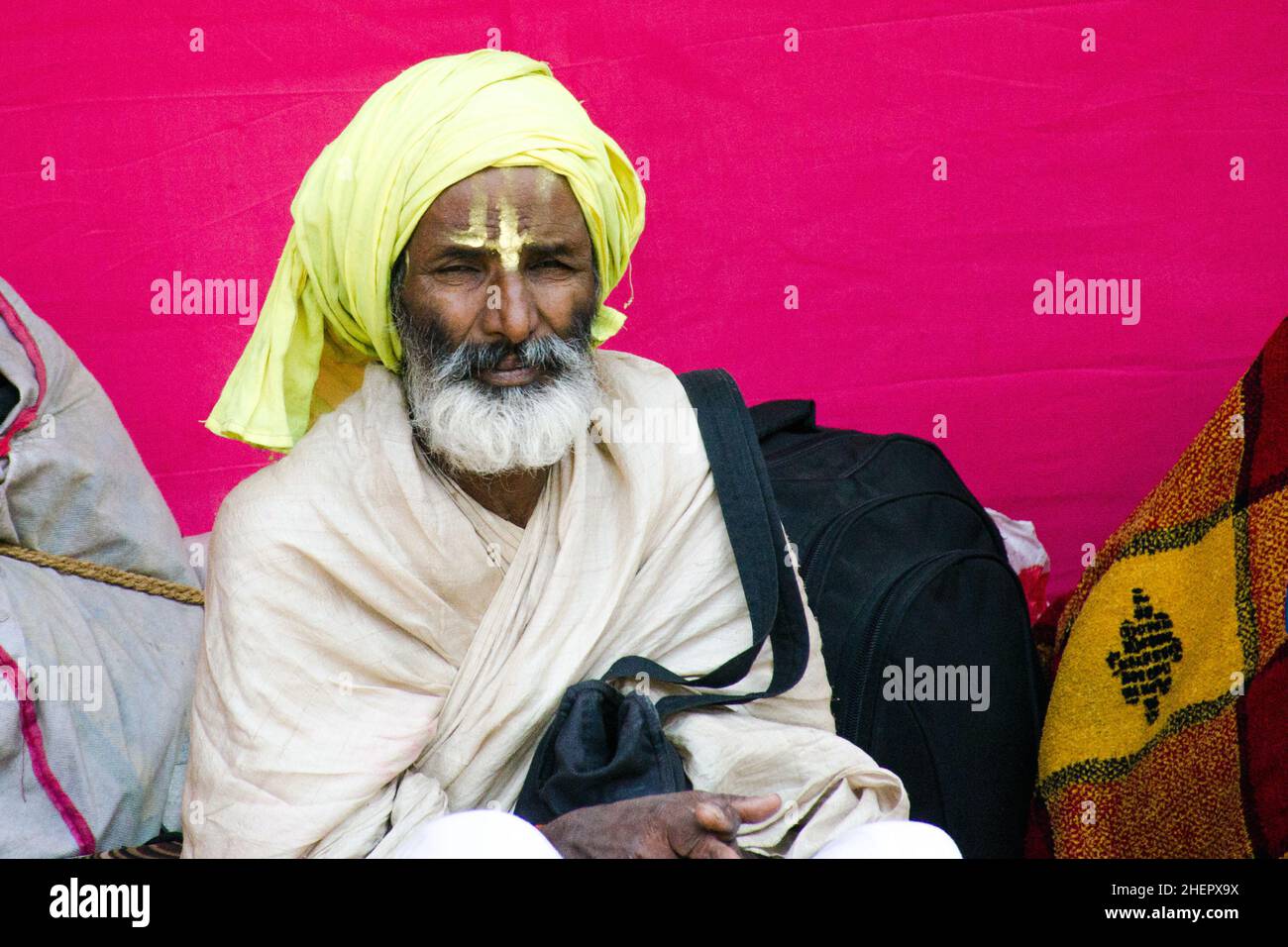 naga sadhus at ganga sagar transit camp kolkata Stock Photo