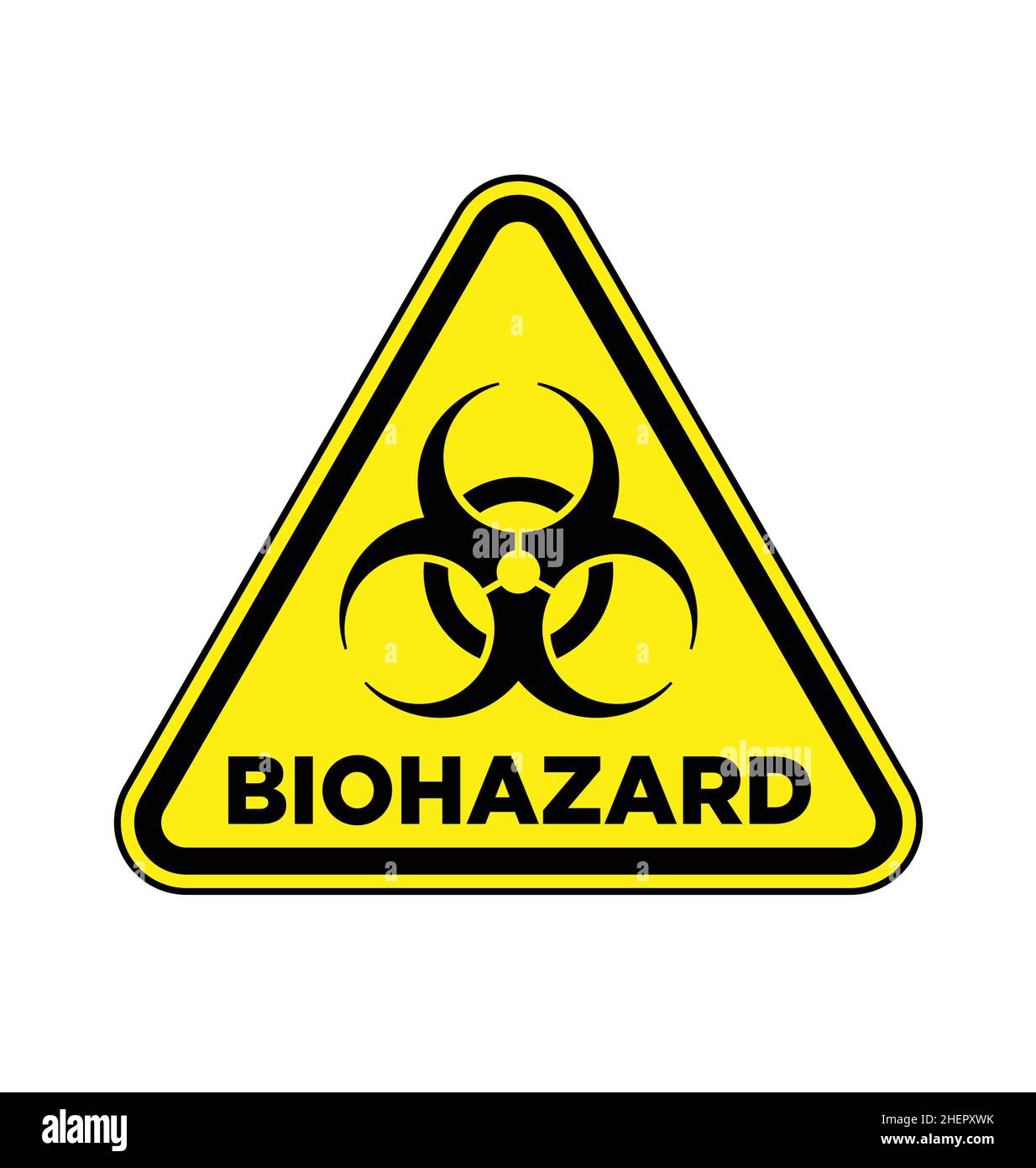 classic biohazard quarantine zone symbol in yellow triangle vector ...