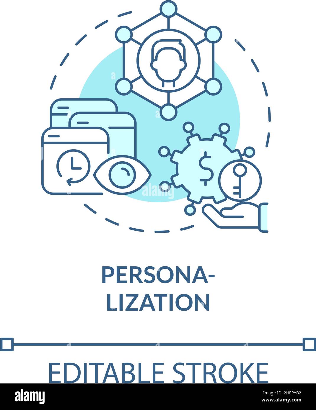 Personalization turquoise concept icon Stock Vector