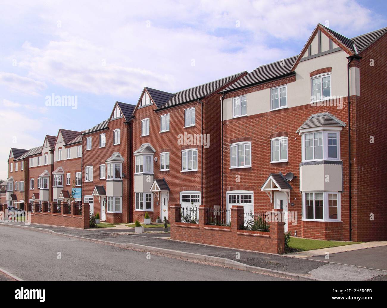 Modern housing estate development, three storey detached properties ...