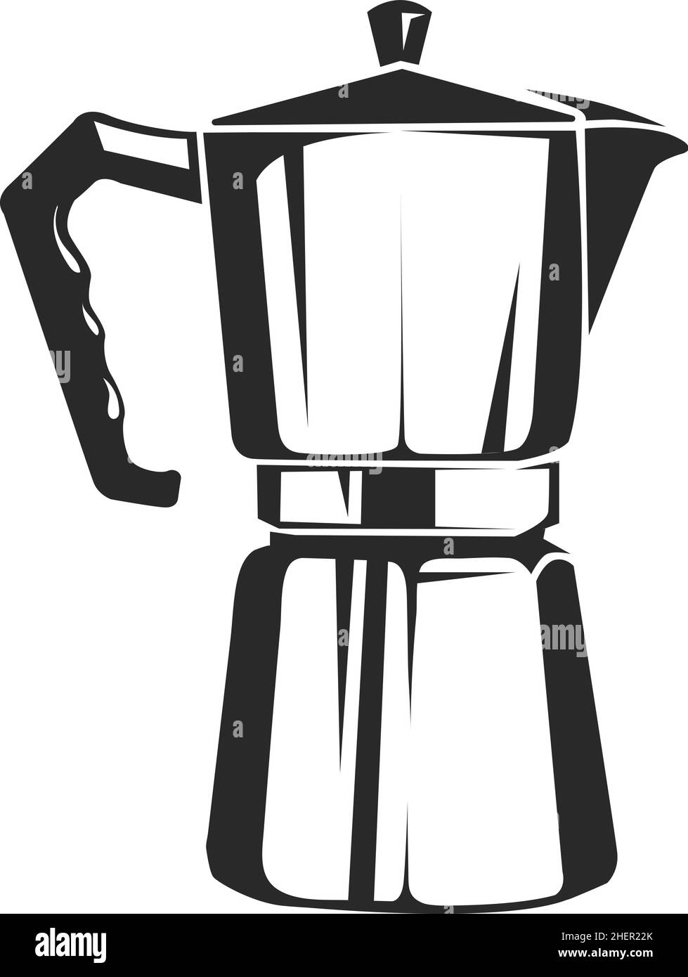 Coffee pot icon. Metal moka maker for cafe and household Stock Vector