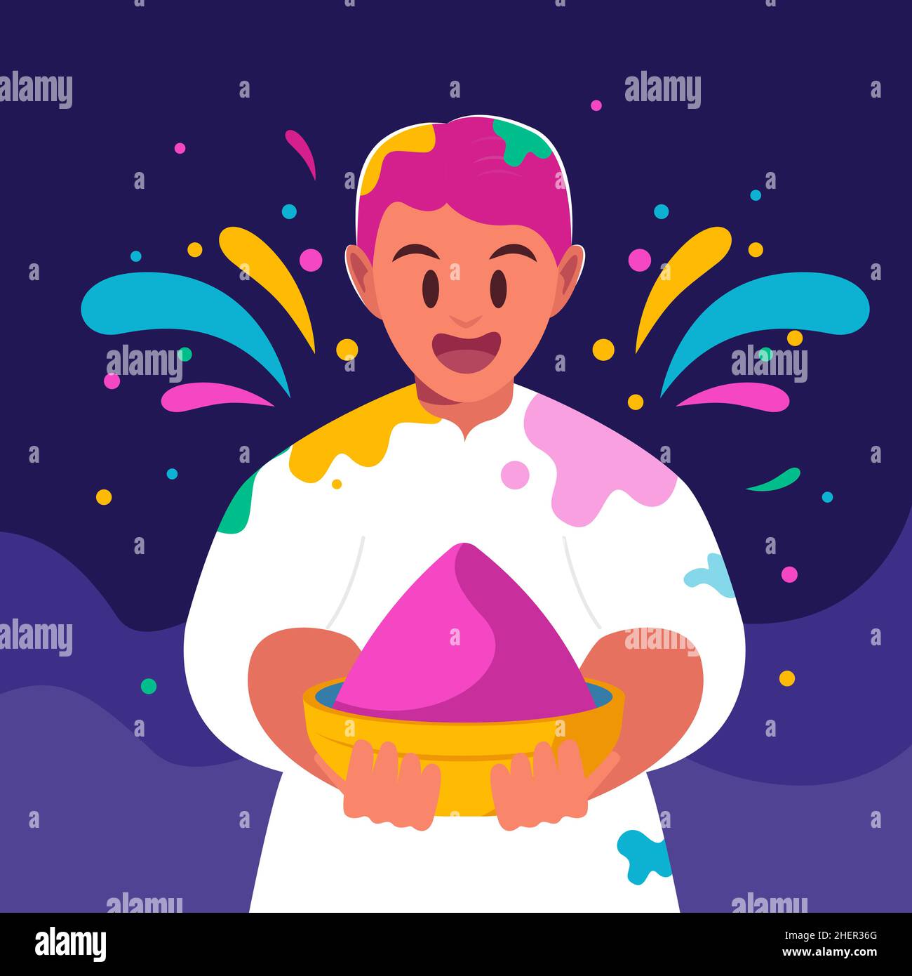Hand drawn holi illustration Vector illustration. Stock Vector