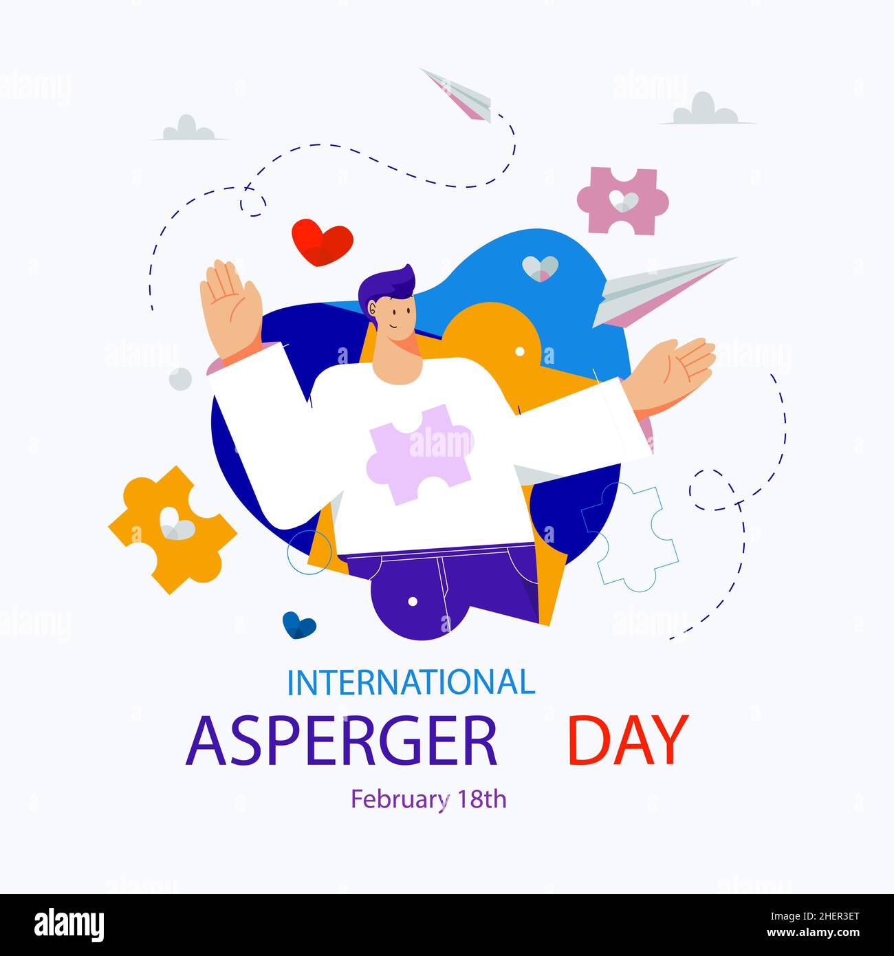 Flat international asperger day illustration Vector illustration. Stock Vector