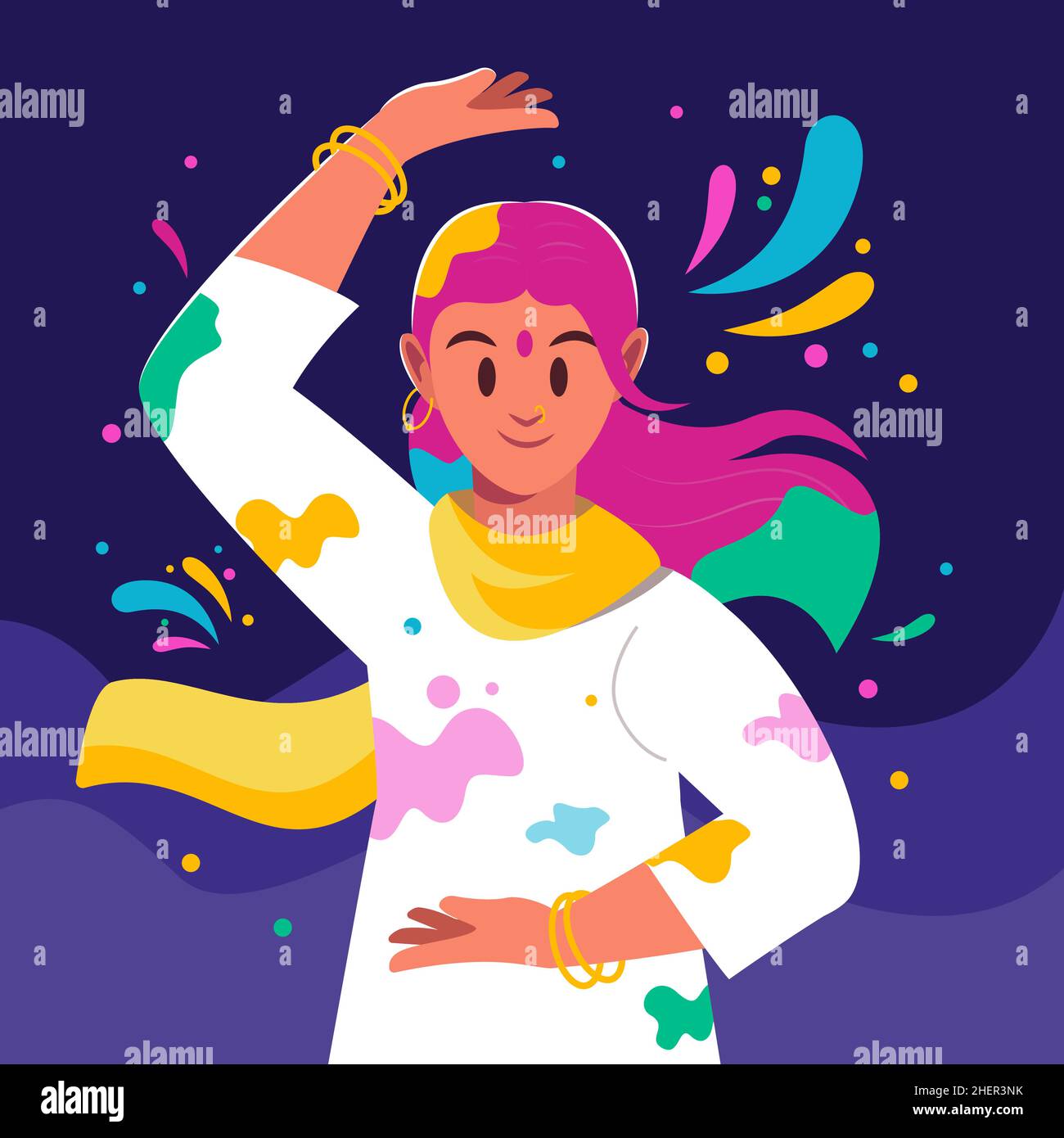 Hand drawn holi illustration Vector illustration. Stock Vector