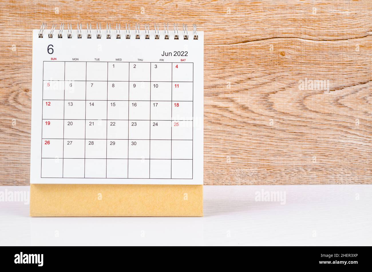 June 2022 Desktop Calendar The June 2022 Desk Calendar On Wooden Table Stock Photo - Alamy