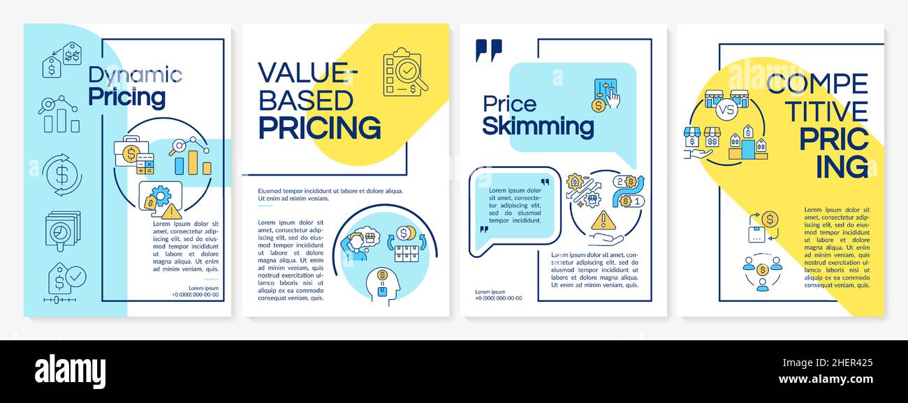 Pricing strategy types blue and yellow brochure template Stock Vector ...